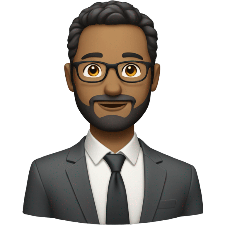 man with glasses, short beard, fair skin, and suit but no tie emoji