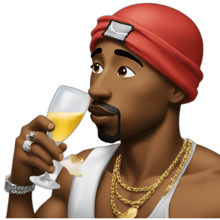 2pac with bandana drinking champagne emoji