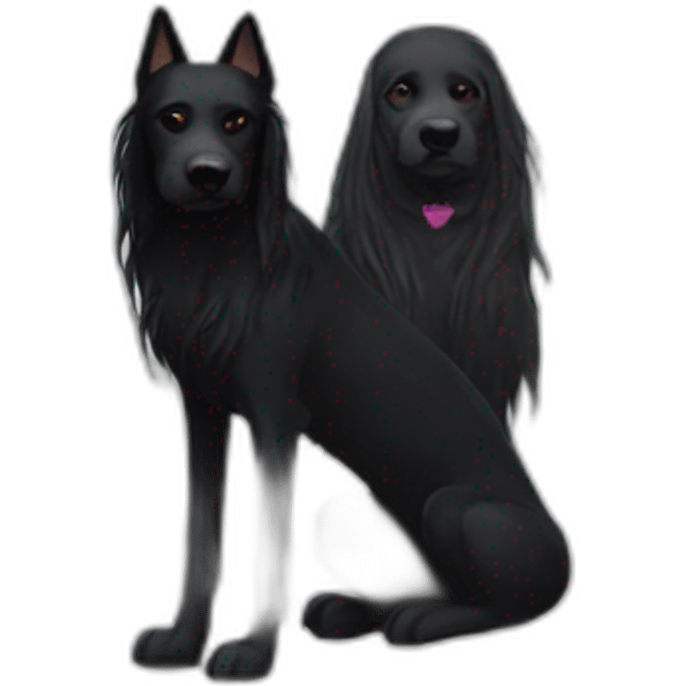 goth girl, long hair, with a black dog emoji