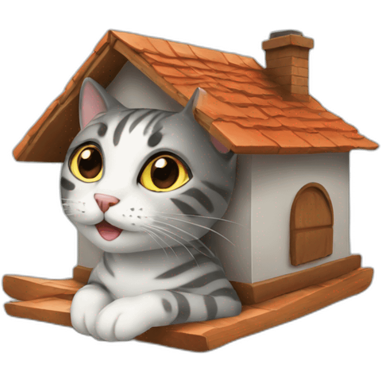 Cat on house emoji