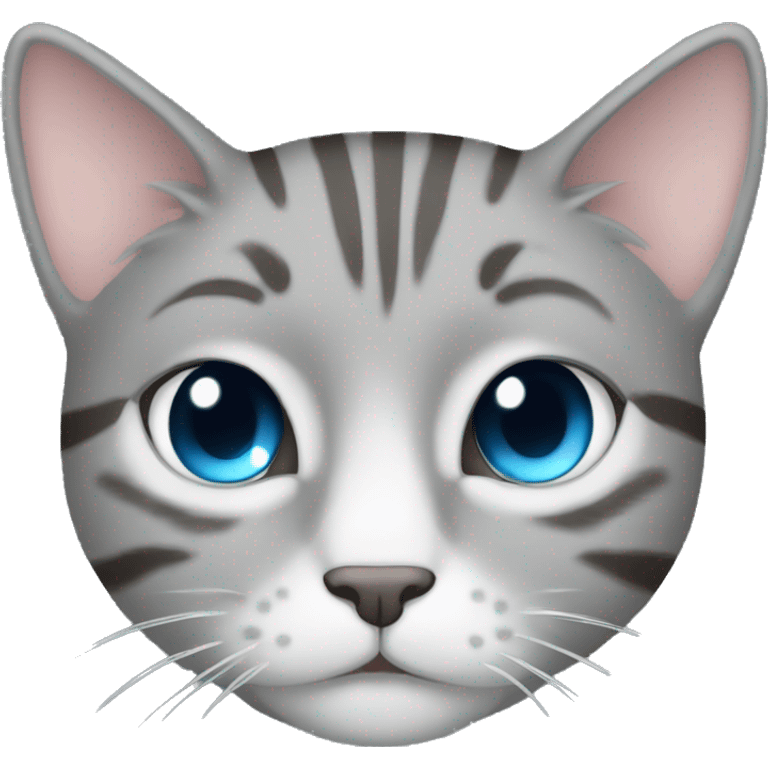 Grey tabby cat with sparkling eyes emoji