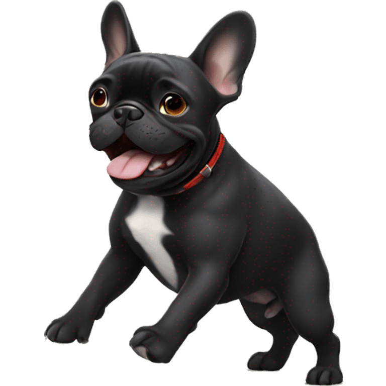 Black French bulldog dancing  emoji