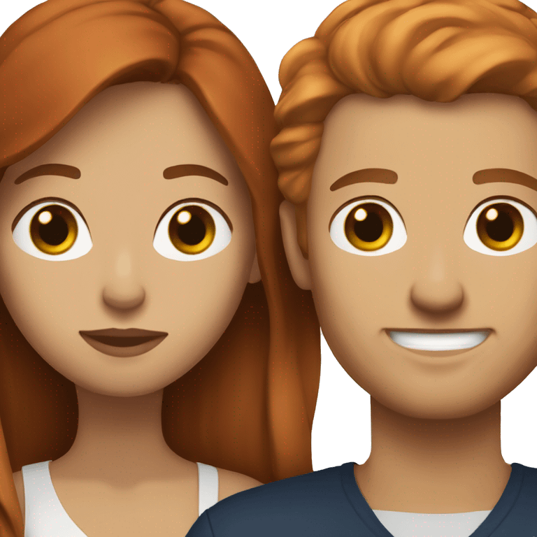 Auburn hair woman with brunette white man emoji