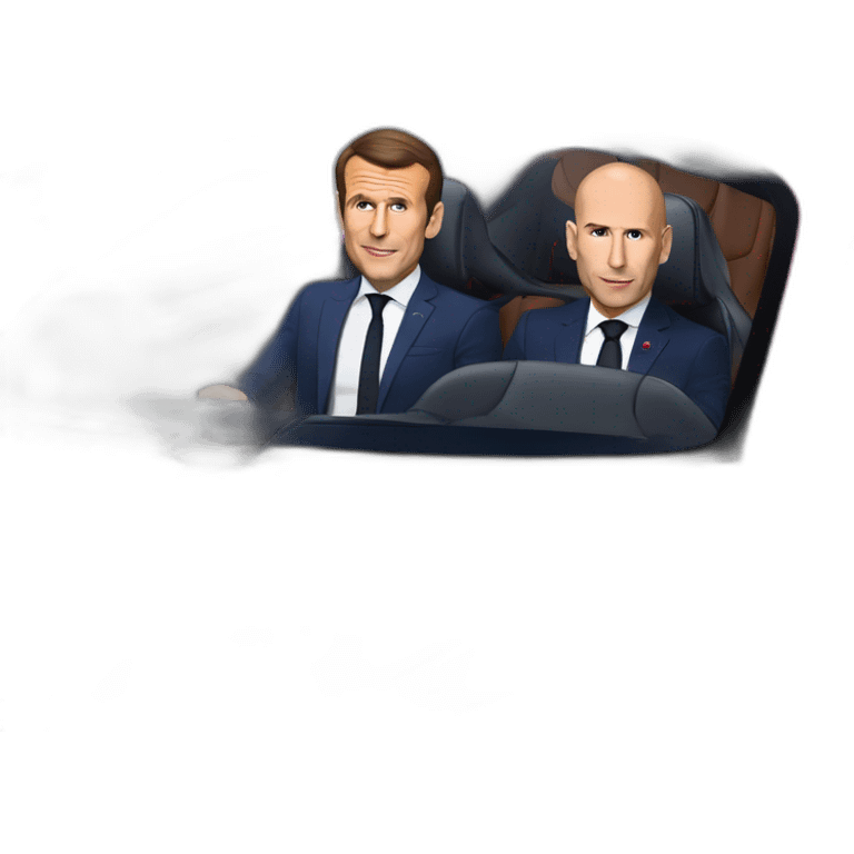 Emmanuel Macron et Zidane dans une Bugatti Chiron emoji