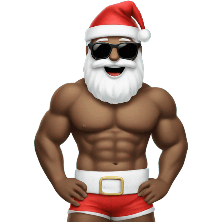 Santa with sunglasses on the beach  emoji