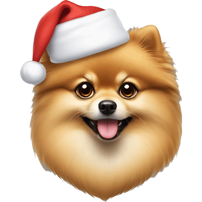 Pomeranian with Santa hat emoji