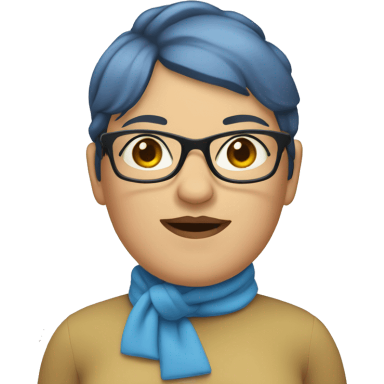  Large women with short blue hair and a double chin and glasses emoji