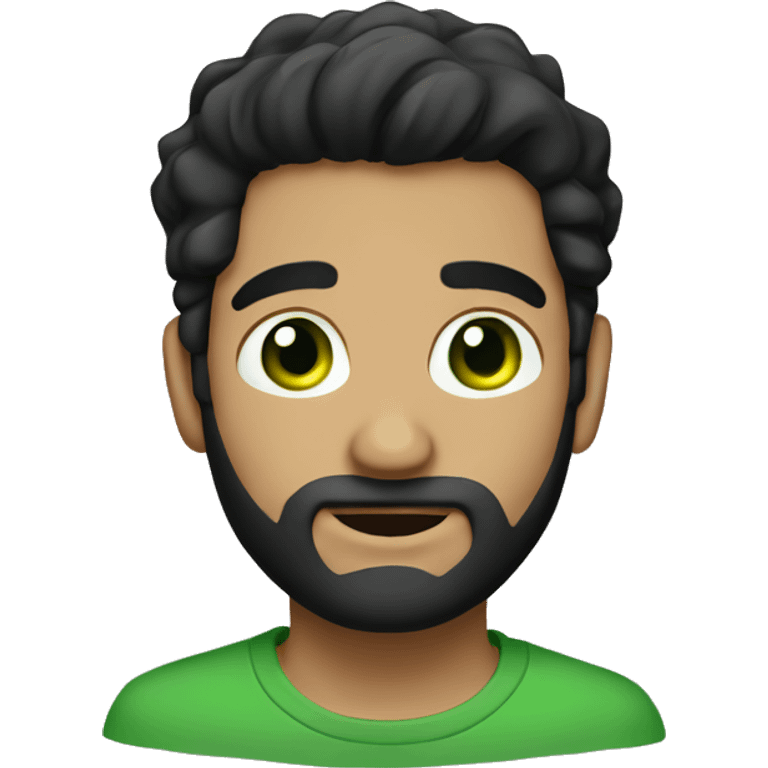 Green eyes guy with barba, black hair, round face  emoji