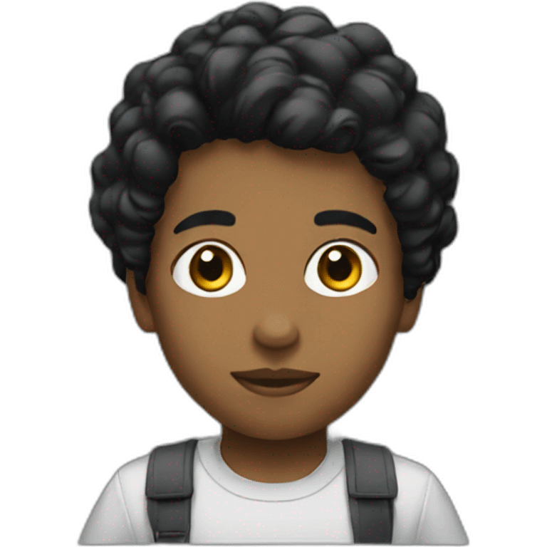 Young journalist black hair emoji