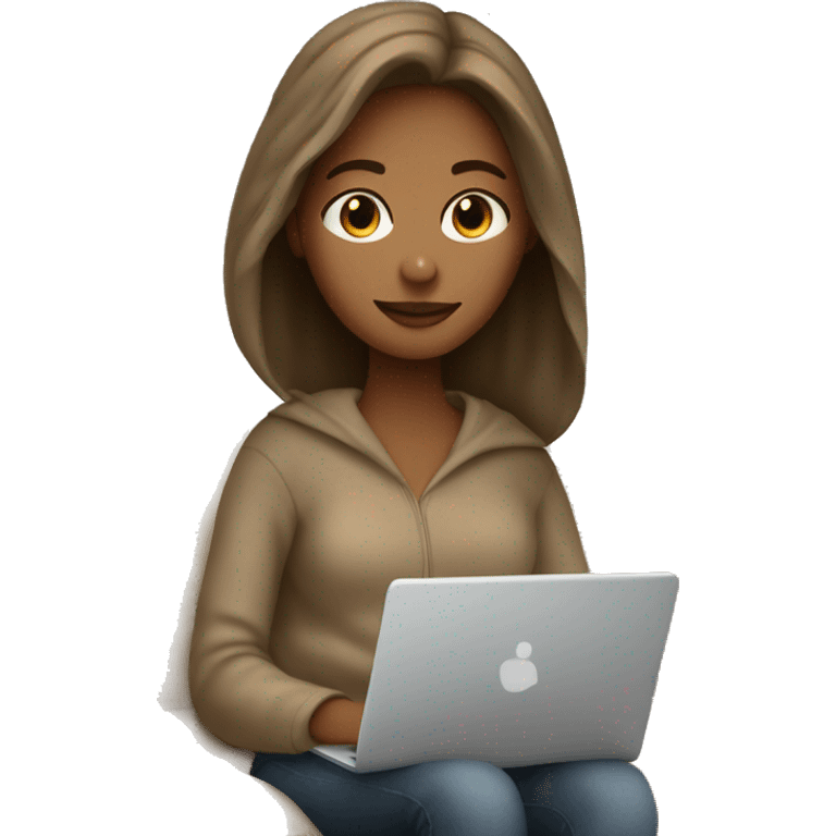 Cozy beige blanket dark blond hair girl with her coffee and laptop on the couch  emoji