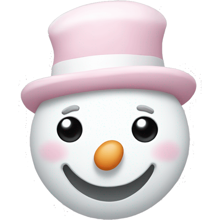 Cute white and light pink snowman emoji