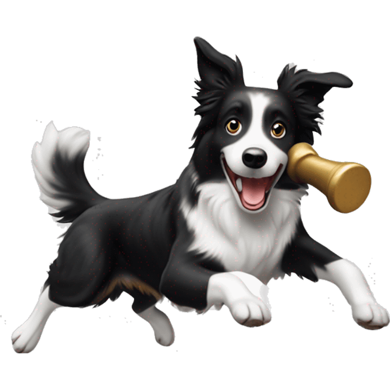 Border collie jumping over anvil emoji