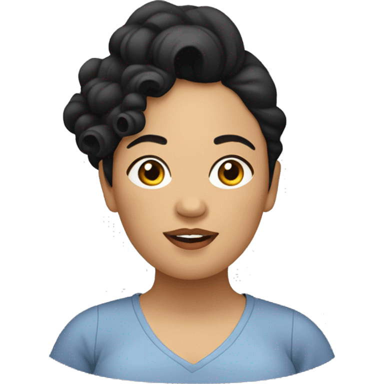 Southeast Asian woman, overweight, with black wavy curls. emoji