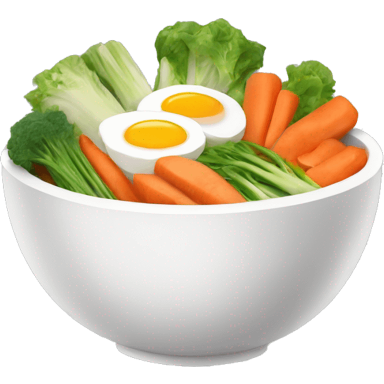 Bowl with sliced vegetables and egg emoji