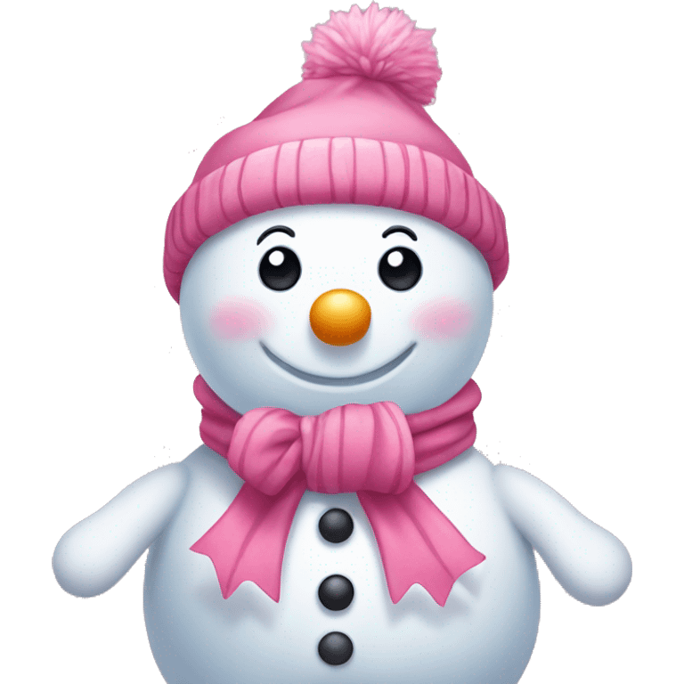 Adorable snowman with pink clothes and a pink bow  emoji