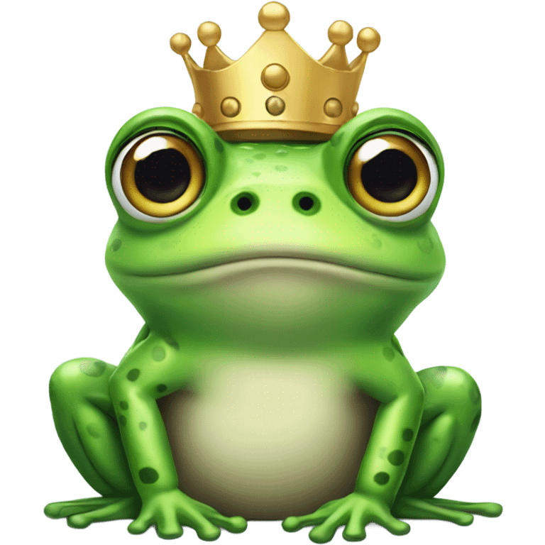 Frog with big eyes and a cute face and crown  emoji