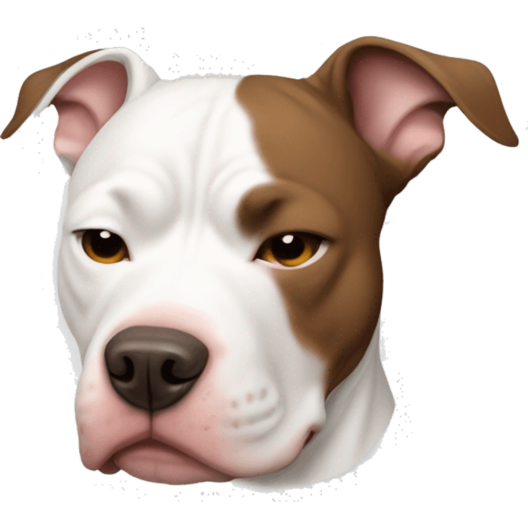 White pitbull with brown ear sleeping emoji