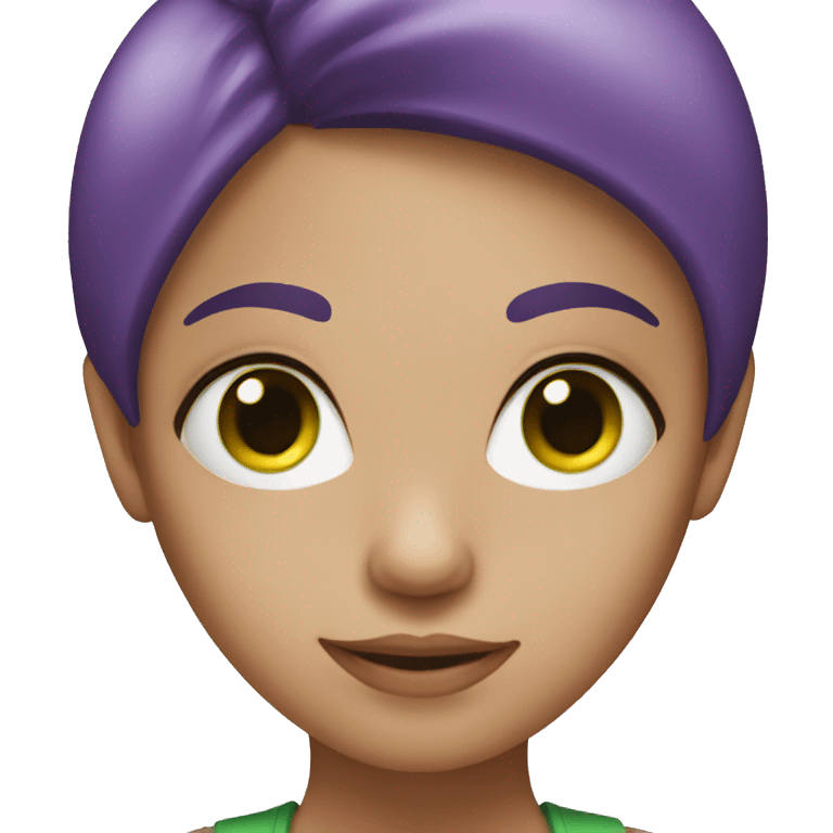 a girl with purple hair and green eyes  emoji