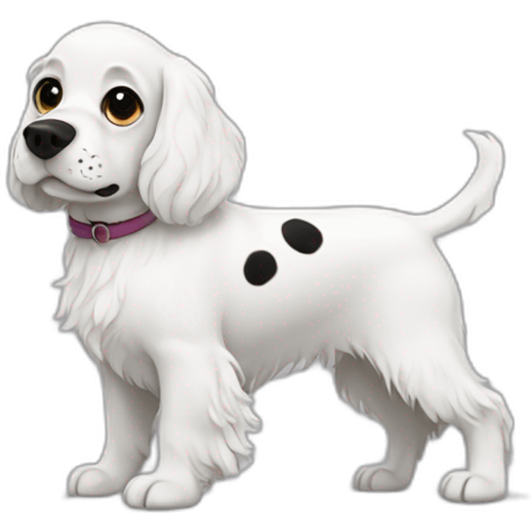 White spaniel dog with black dots emoji