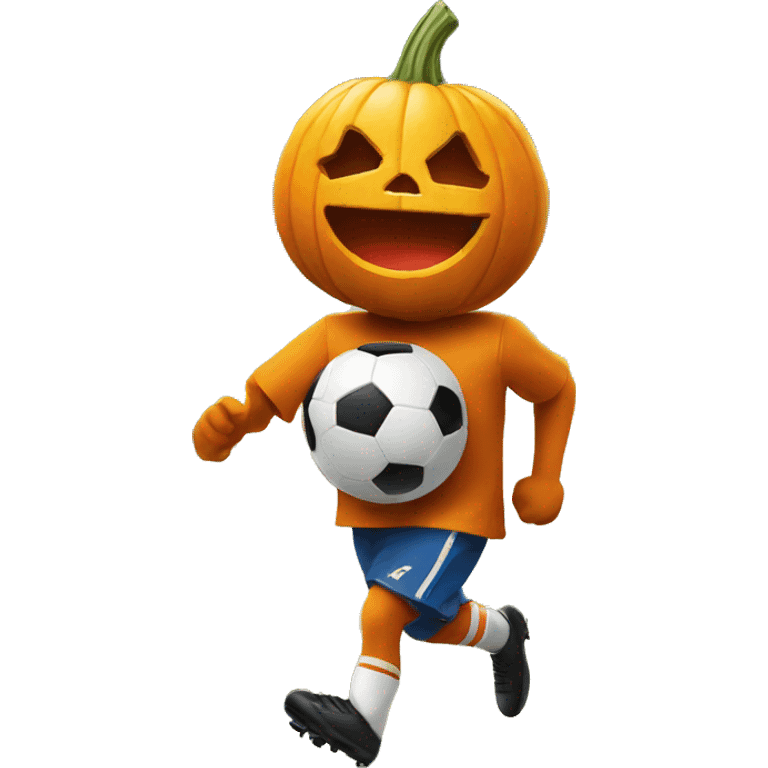 Pumpkin person playing soccer emoji