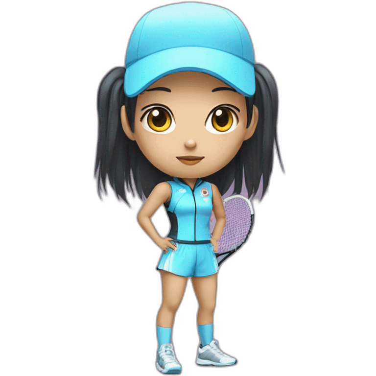 augmented cyberpunk asian girl in tennis uniform emoji