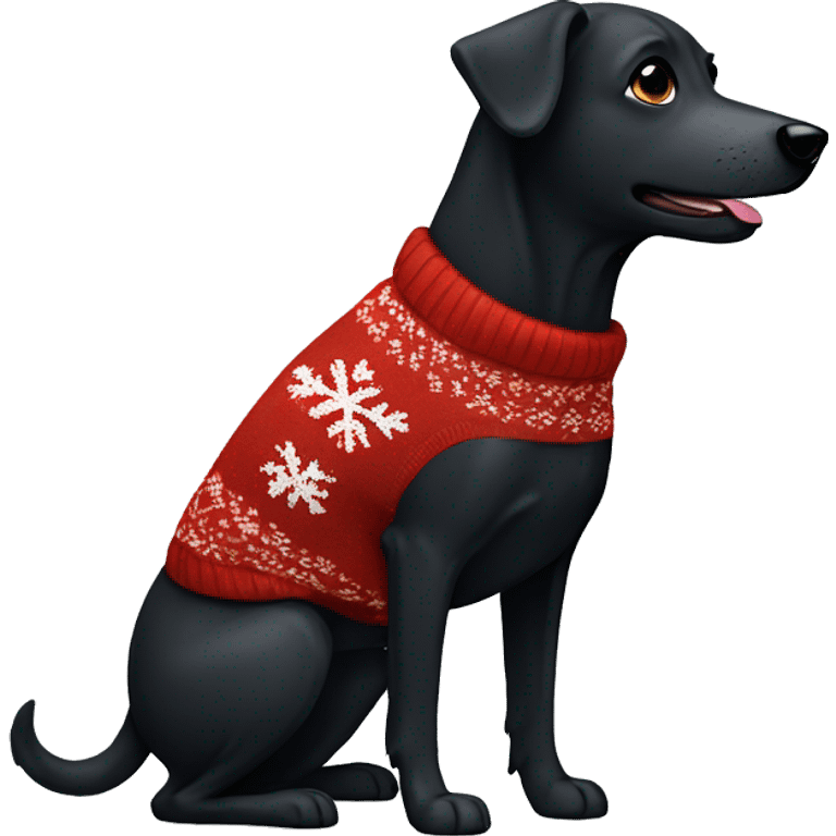 Black dog with Christmas jumper  emoji