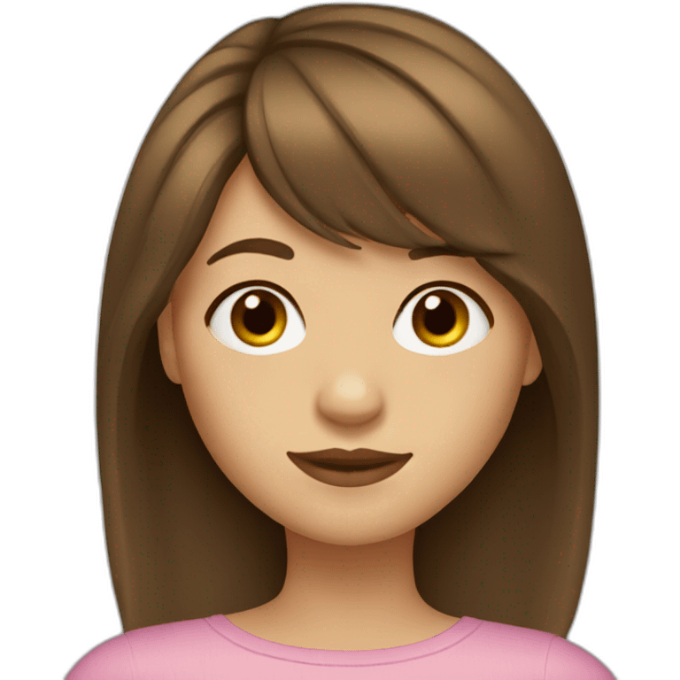 Girl with medium brown hair and curtain bangs  emoji