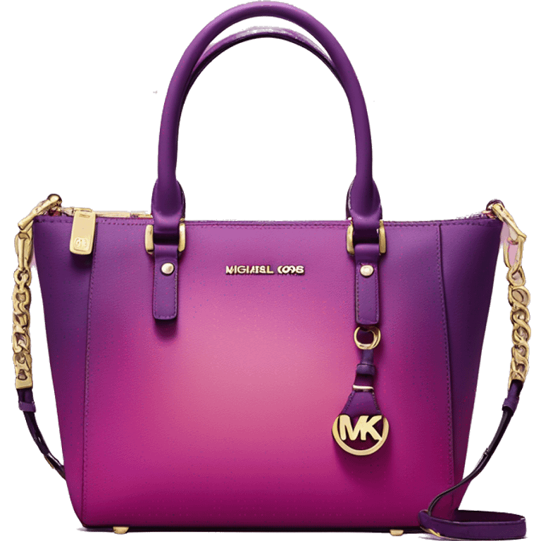 Realistic isolated magenta to purple ombre Michael kors satchel purse without a strap. emoji