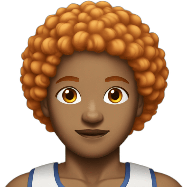 Light skin afro Orangehair in fitness emoji