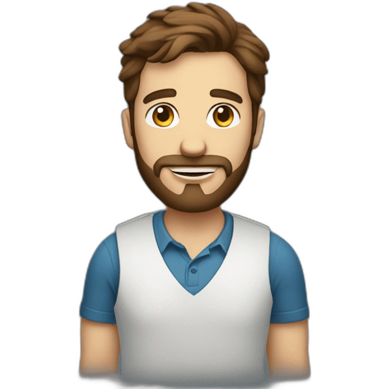 entrepreneurial character with brown hair and beard being a programmer emoji