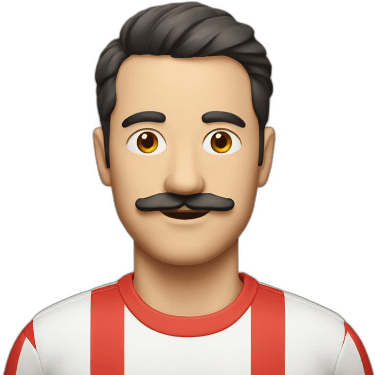 man with red and white stripe t short and moustache emoji