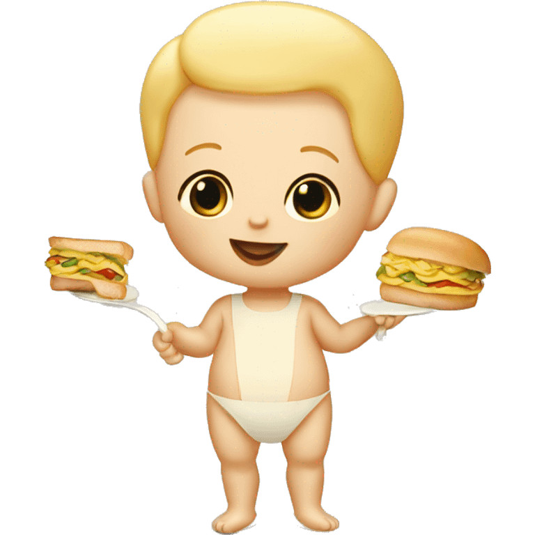 Kewpie doll holding macaroni sandwich emoji