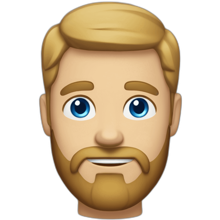 White man with a sun kissed tan and blue eyes. His hair is dark brown, styled sideways backwards. He has a beard and mustache trimmed. Wears a black t-shirt, Apple pencil behind his ear. emoji