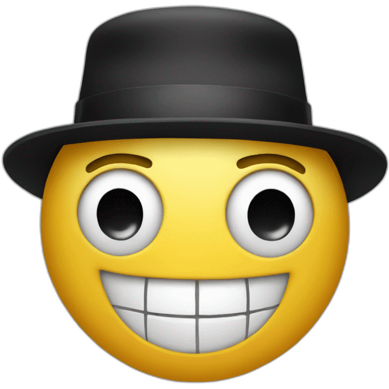 smiley emoji wearing a  bowler hat emoji