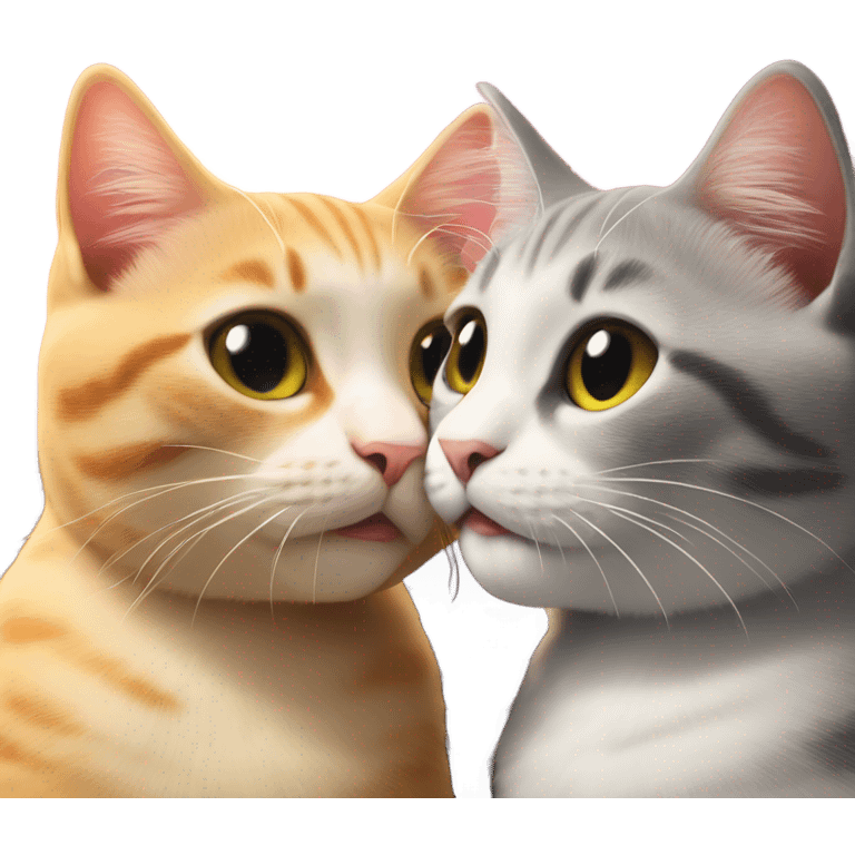 two cats kissing in the sun set emoji