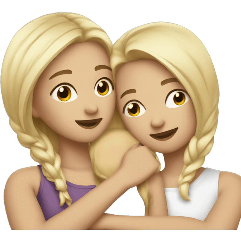 4 blonde girls hug emoji