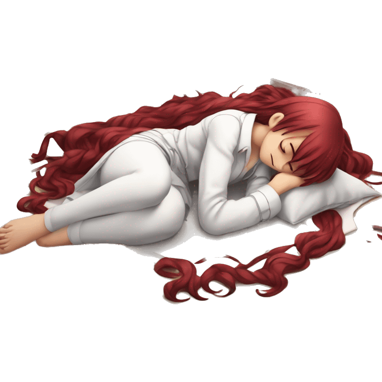 full body sleeping on floor Rias Gremory anime style art emoji