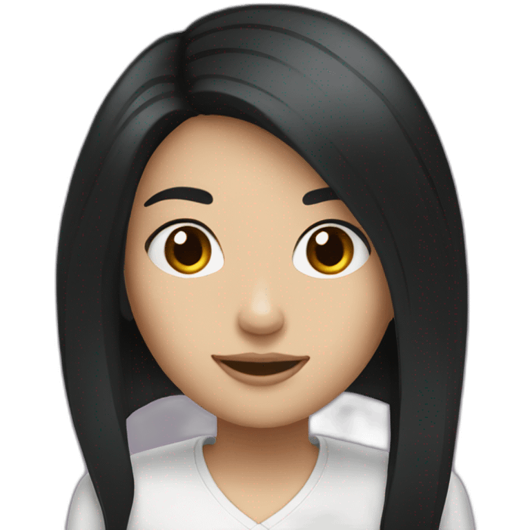 white gril black hair with smartphone emoji