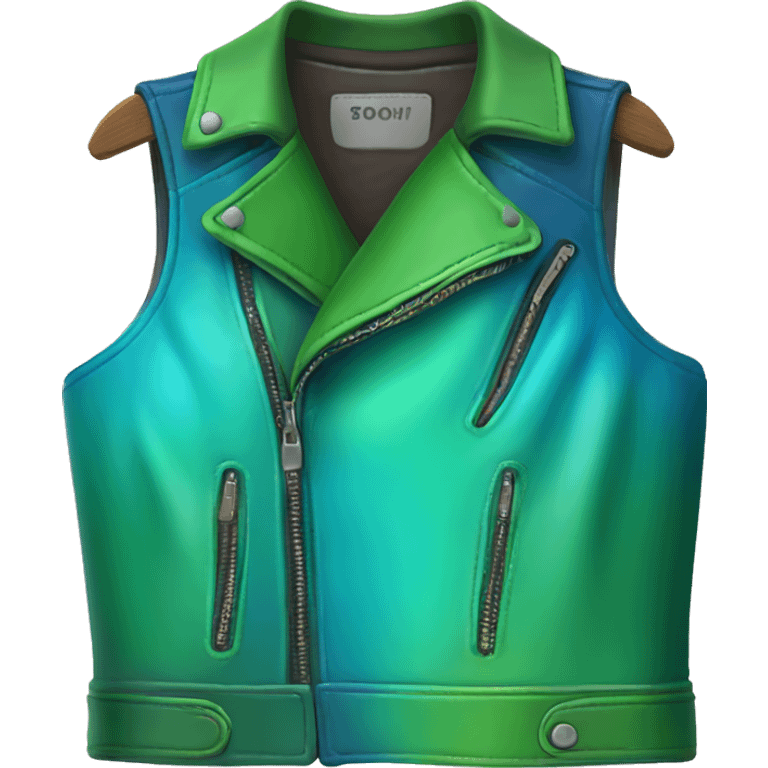 Realistic isolated blue and green ombre feminine fashion leather vest. emoji