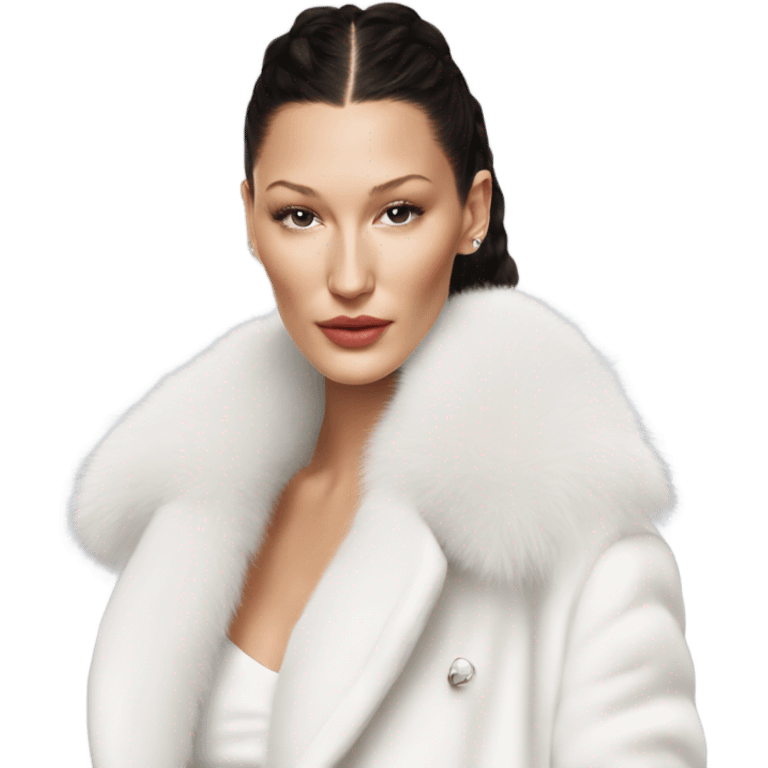 Bella hadid in white fur emoji