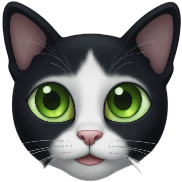 A black cat with big green eyes emoji