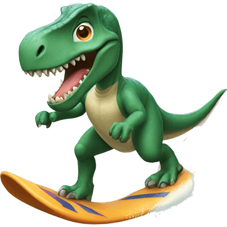 Dinosaur surfing emoji