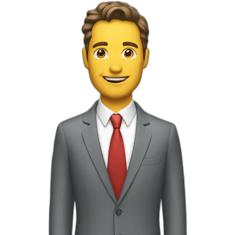 salesman with product emoji