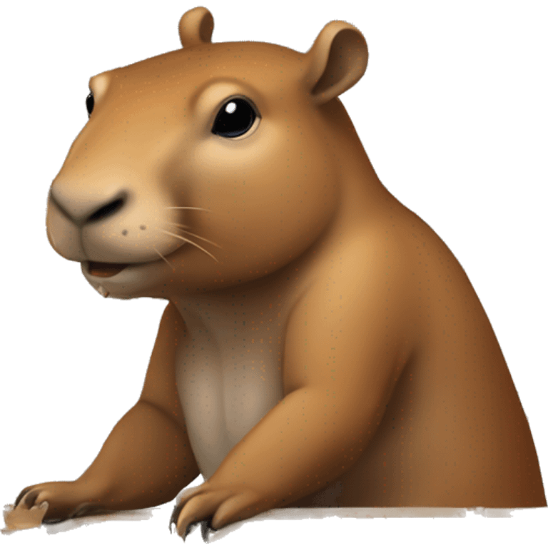 Capibara with chess board on a table playing chess emoji