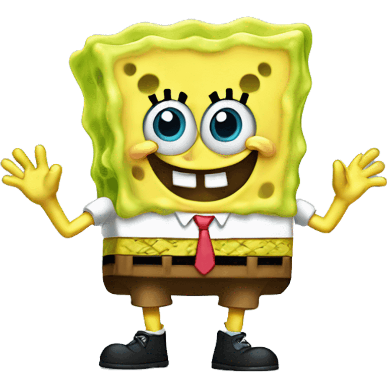 Cute spongebob wawing his hand emoji