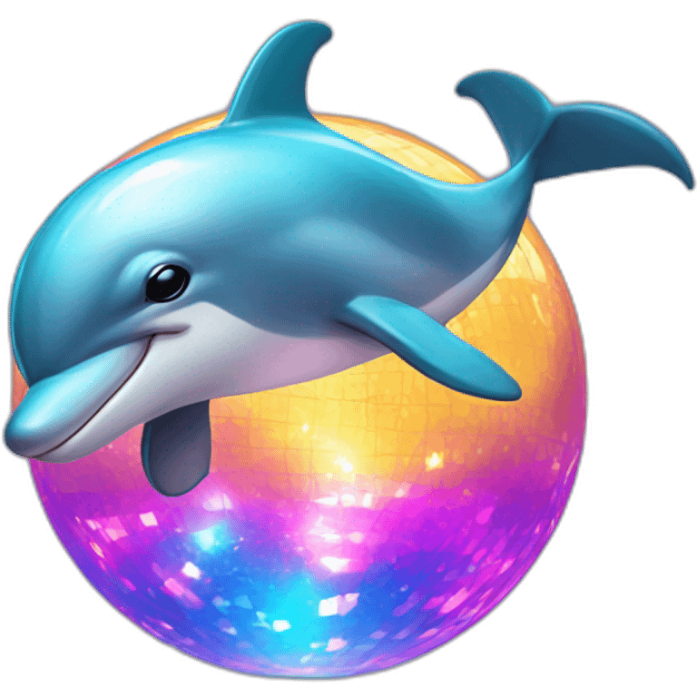 Dolphin doing tricks with a disco ball emoji