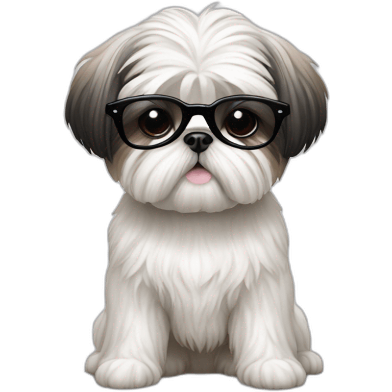 Shih Tzu blanco  con lentes negros emoji