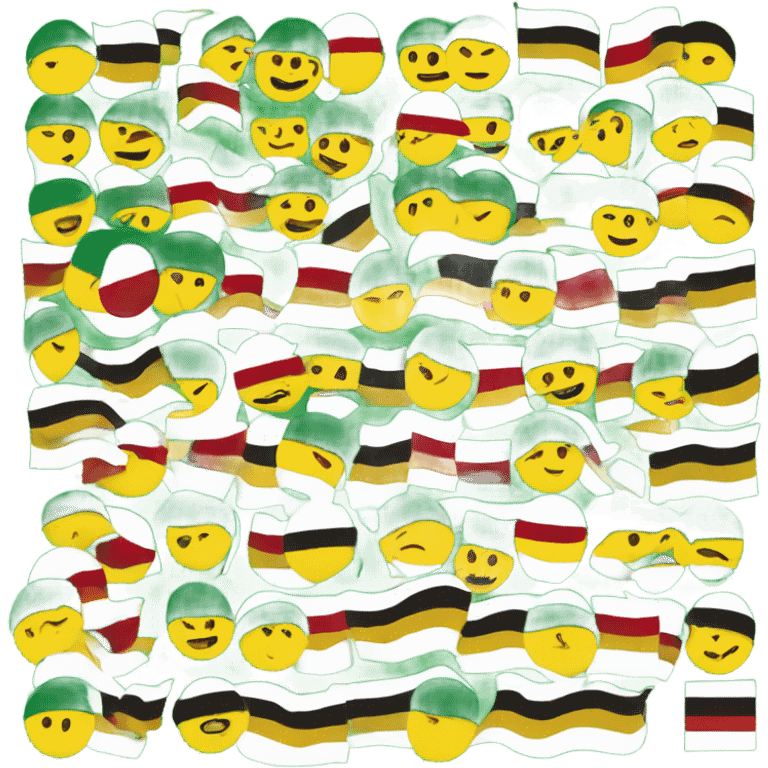 Yellow is on top, green is below the yellow, red is below the green, and in the middle of those three is a white circle, a flag. emoji