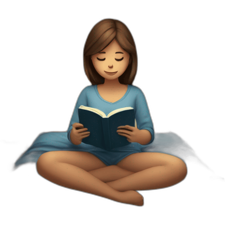 A lonely girl reading book in night emoji