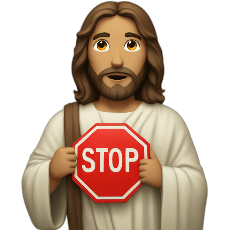 jesus holding stop sign emoji